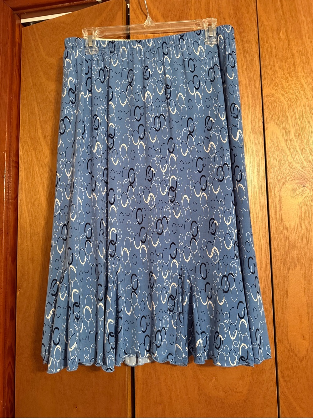 Susan Graver Blue and White A-Line Pleated Skirt